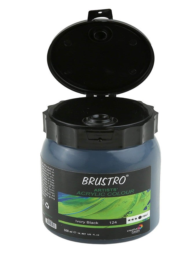 BRUSTRO Artists Acrylic Paint 500ml Ivory Black | Ideal for Paper, Canvas, Water-Based Colours, Non-Toxic, Inter-mixable Colors, Crafters, Fine Art Students and Professionals - Image 2
